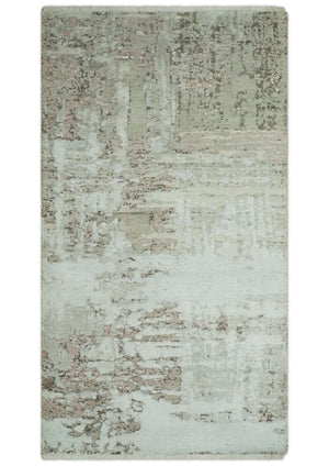 2x4 Modern Abstract Beige and Peach Rug made with Art Silk