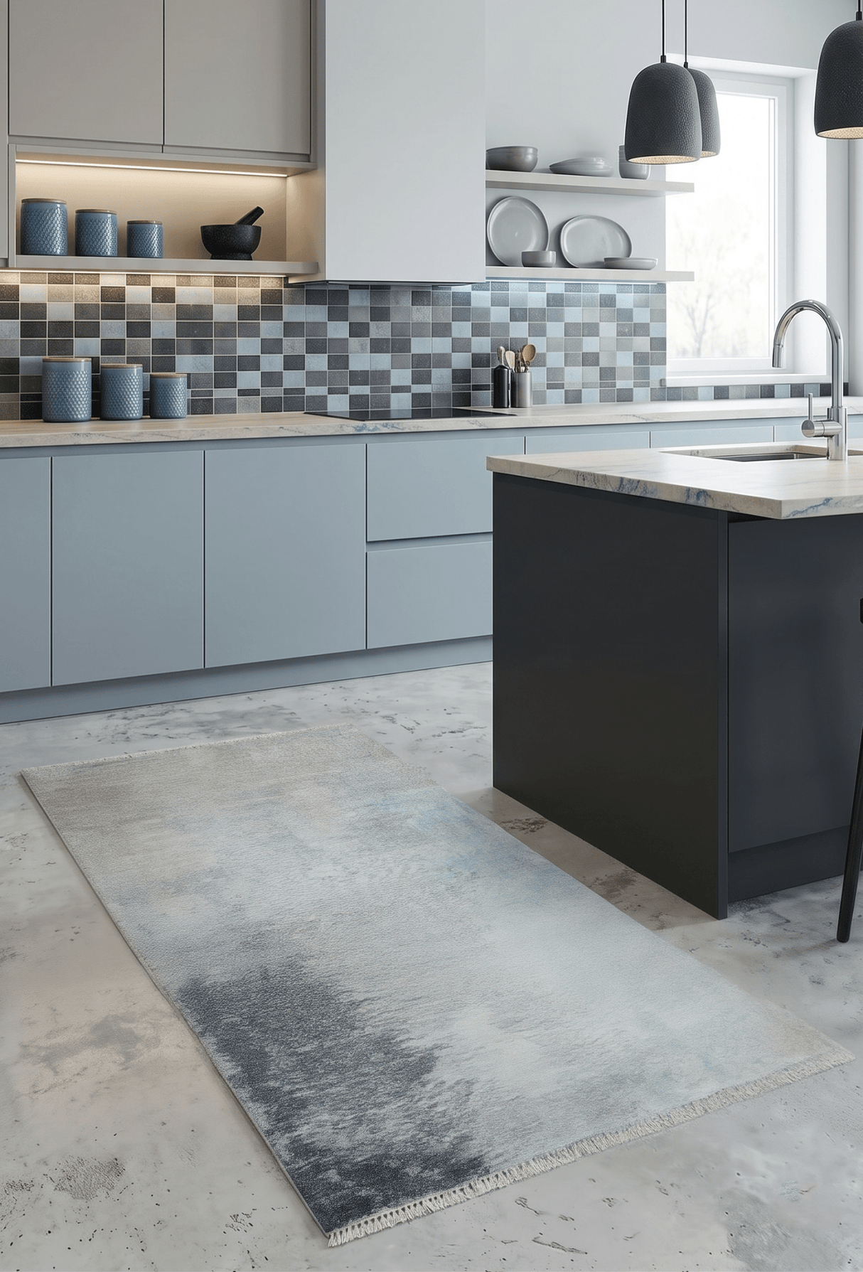 2x4 Modern Abstract Silver Hand Knotted Bamboo Silk Rug