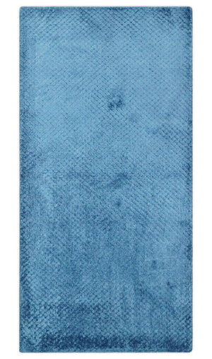 2x4 Modern Geometrical Hand Made Blue Art silk Area Rug