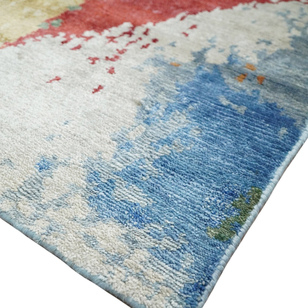 2x4 Modern Abstract Design Multicolor Wool and Silk Hand Knotted Rug