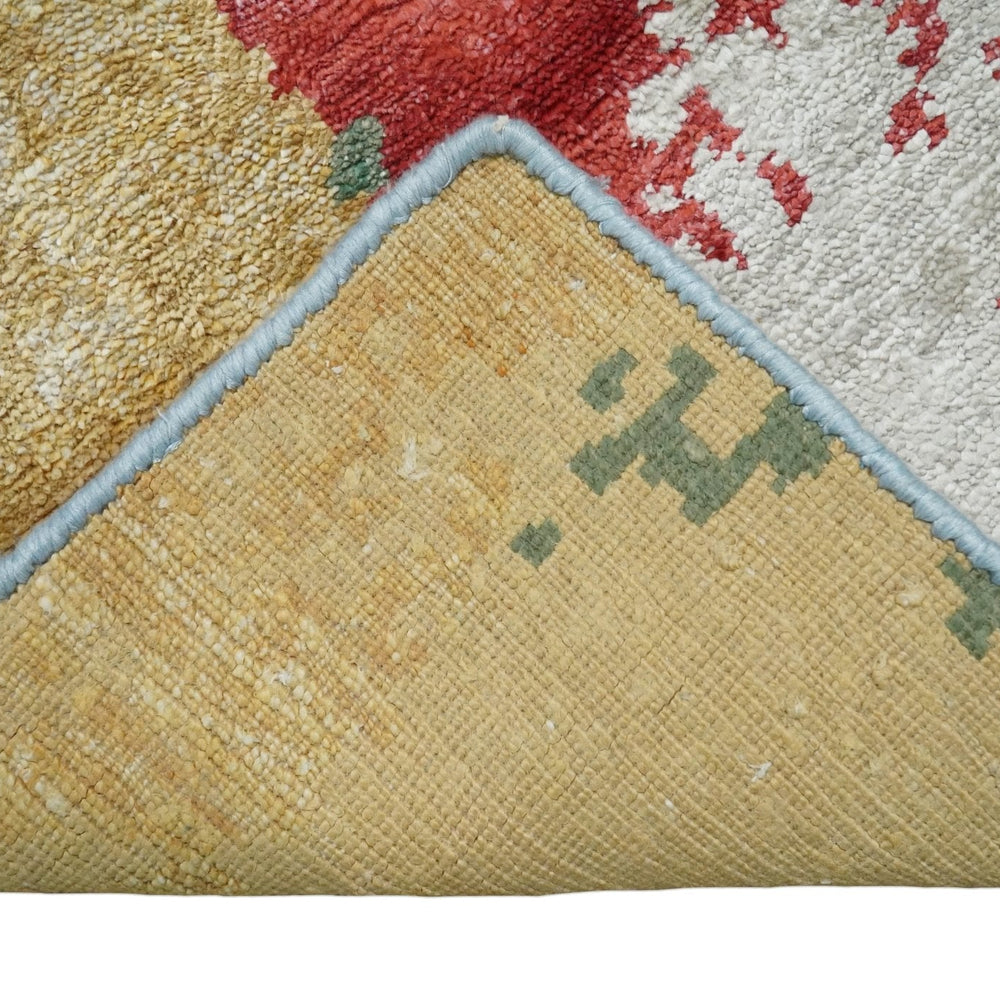 2x4 Modern Abstract Design Multicolor Wool and Silk Hand Knotted Rug