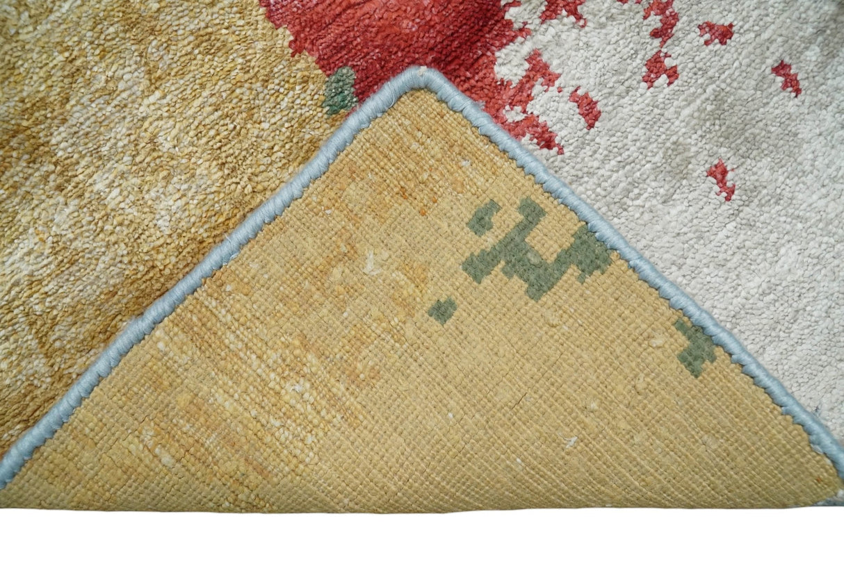 2x4 Modern Abstract Design Multicolor Wool and Silk Hand Knotted Rug
