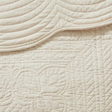3 piece antimicrobial reversible scalloped edge quilt set king - cream - Tuesday Morning - Quilts & Comforters