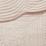 3 piece antimicrobial reversible scalloped edge quilt set queen blush - Tuesday Morning - Quilts & Comforters
