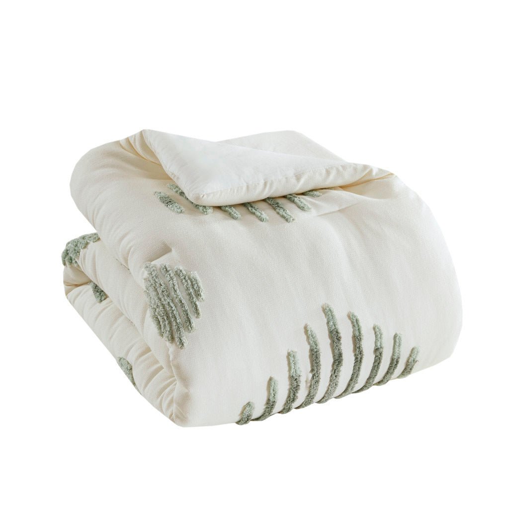 3 piece cotton blend chenille comforter set king/cal king green/white - Tuesday Morning - Quilts & Comforters