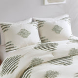 3 piece cotton blend chenille comforter set king/cal king green/white - Tuesday Morning - Quilts & Comforters