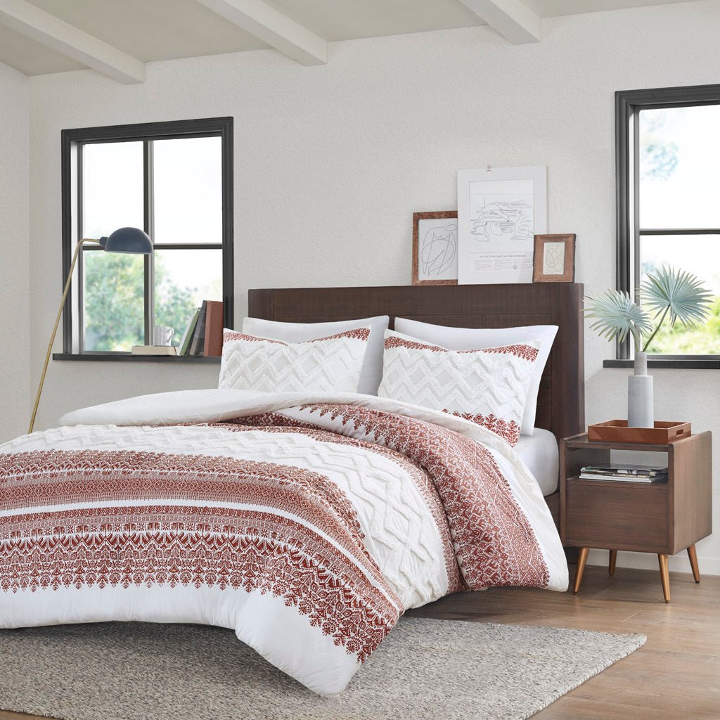 3 Piece Cotton Duvet Cover Set with Chenille Tufting - King/Cal King : 106W x 94L - Tuesday Morning - Comforters & Duvets