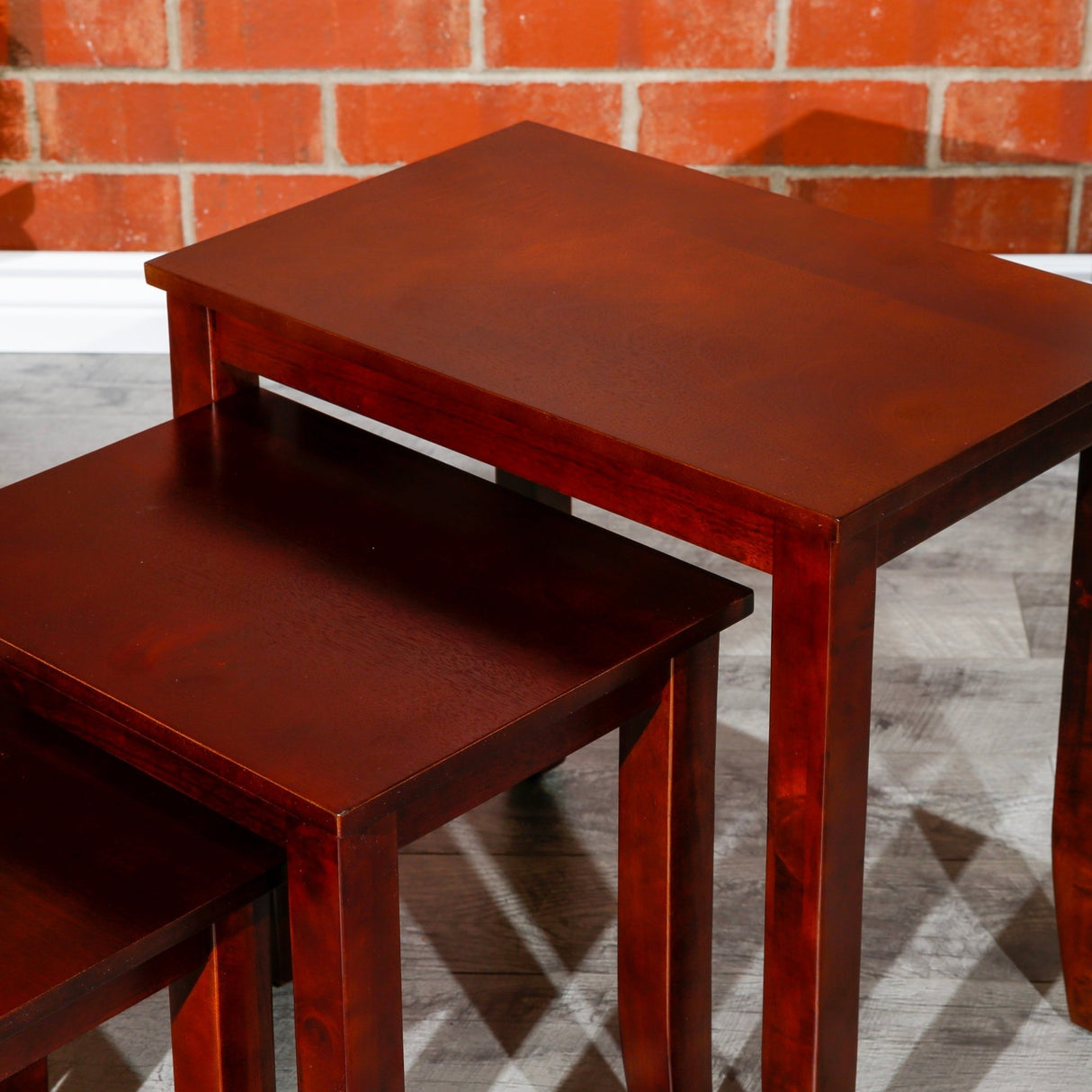 3 - Piece Nesting Table Set, Cherry - Tuesday Morning - Table & Bar Stools