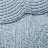 3 piece reversible scalloped edge quilt set queen - blue - Tuesday Morning - Quilts & Comforters