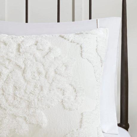 3 piece tufted cotton chenille damask duvet cover set king - off white - Tuesday Morning - Duvet Covers