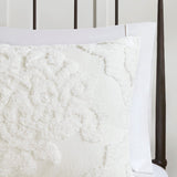 3 piece tufted cotton chenille damask duvet cover set queen - off white - Tuesday Morning - Duvet Covers