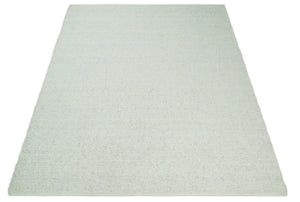 Quick Ship Modern Solid Design White Hand Loom 8x10 Wool Rug