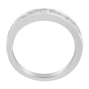 18K White Gold Round Diamond 1/2 Cttw Channel Band Ring