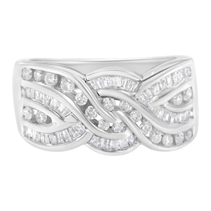 10K White Gold Diamond Bypass Ring (1 Cttw, H-I Color, I1-I2 Clarity) - Size 6-3/4