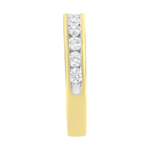 IGI Certified 18K Yellow Gold 1.0 Cttw Channel Set Round-Cut Diamond 11 Stone Anniversary/Wedding Band Ring (I-J Color, I1-I2 Clarity) - Size 9.5