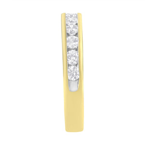 IGI Certified 18K Yellow Gold 1.0 Cttw Channel Set Round-Cut Diamond 11 Stone Anniversary/Wedding Band Ring (I-J Color, I1-I2 Clarity)