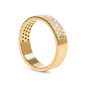14K Yellow Gold Pave Set 3/4 cttw Multi Row Diamond Band Ring  (H-I Color, SI2-I1 Clarity)
