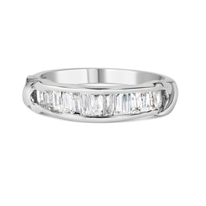 .925 Sterling Silver 1/2 Cttw Baguette Cut Diamond Channel Set X-Station Wedding Ring (H-I Color, I1-I2 Clarity) - Size 6-1/2