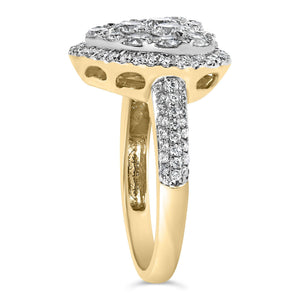 14K Yellow Gold 1 1/2 Cttw Diamond Heart Shaped Composite Ring (H-I Color, SI2-I1 Clarity) - Ring Size 7