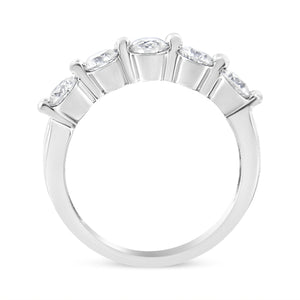 14K White Gold 1.00 Cttw Brilliant Round Cut Diamond 5-Stone Band Ring (H-I Color, SI2-I1 Clarity) - Ring Size 7