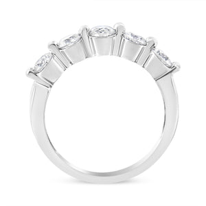 14K White Gold 1.00 Cttw Brilliant Round Cut Diamond 5-Stone Band Ring (H-I Color, SI2-I1 Clarity)