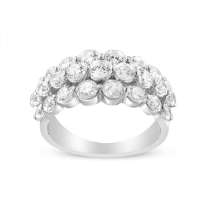 10K White Gold 2 1/2 Cttw Round Natural Diamond 3 Row Band Ring (I-J Color, I1-I2 Clarity)