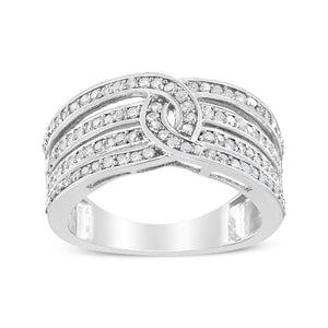 .925 Sterling Silver 1/2 Cttw Diamond Multi-Row Bypass Band Ring (I-J Color, I3 Clarity) - Size 7