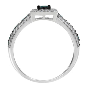 .925 Sterling Silver Treated Blue Miracle-Set Diamond Engagement Ring (1/2 Cttw, J-K Color, I1-I2 Clarity) - Size 6