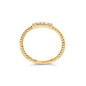 10K Yellow Gold 1/10 Cttw Diamond 5 Stone Braided Shank Band Ring (I-J Color, I2-I3 Clarity)- Ring Size 6