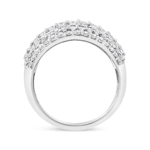 .925 Sterling Silver 2.00 Cttw Round and Baguette-Cut Diamond Cluster Ring (H-I Color, I1-I2 Clarity) - Size 7