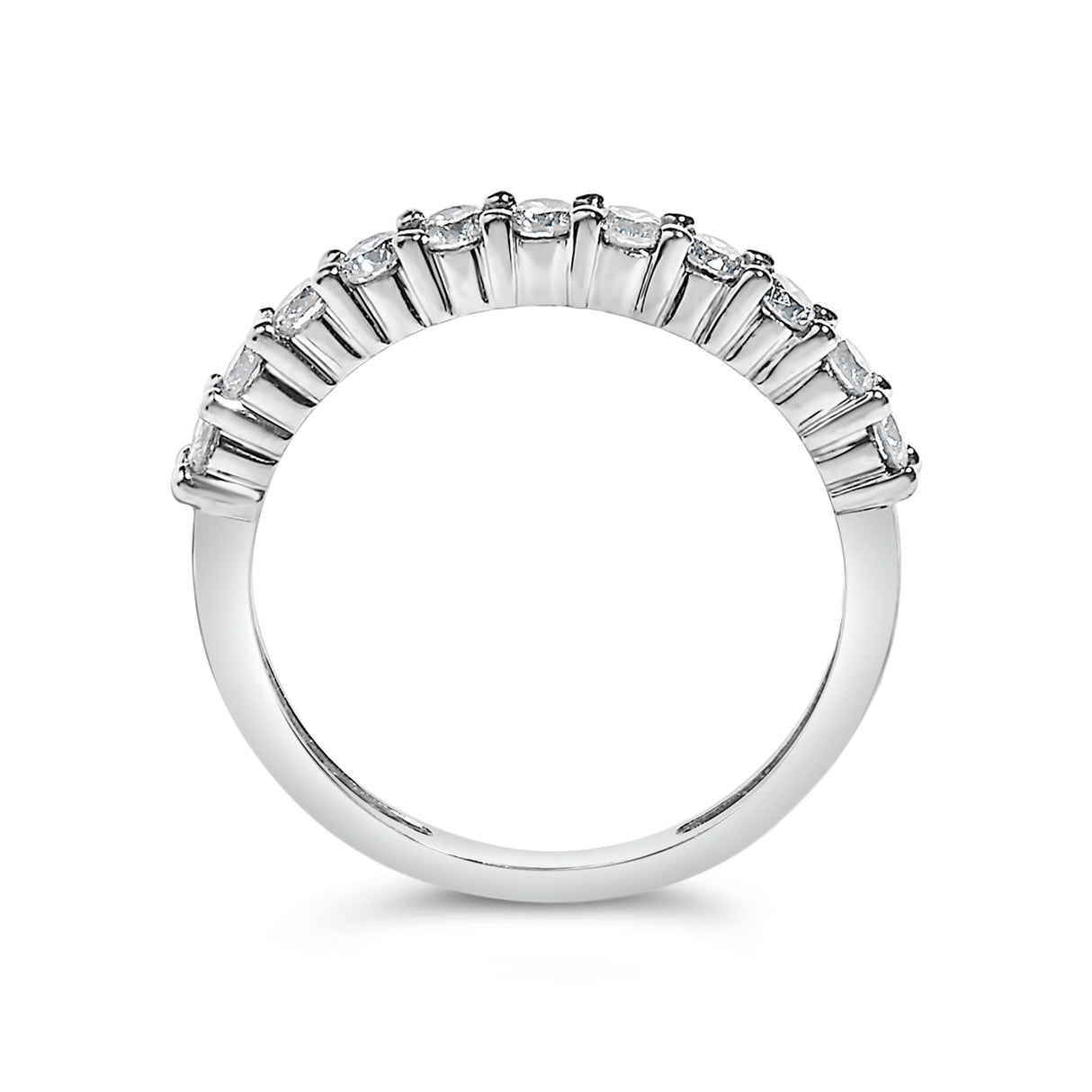 .925 Sterling Silver 1/2 cttw Shared Prong-Set Brilliant Round-Cut Diamond 11 Stone Band Ring (I-J Color, SI2-I1 Clarity) - Size 7