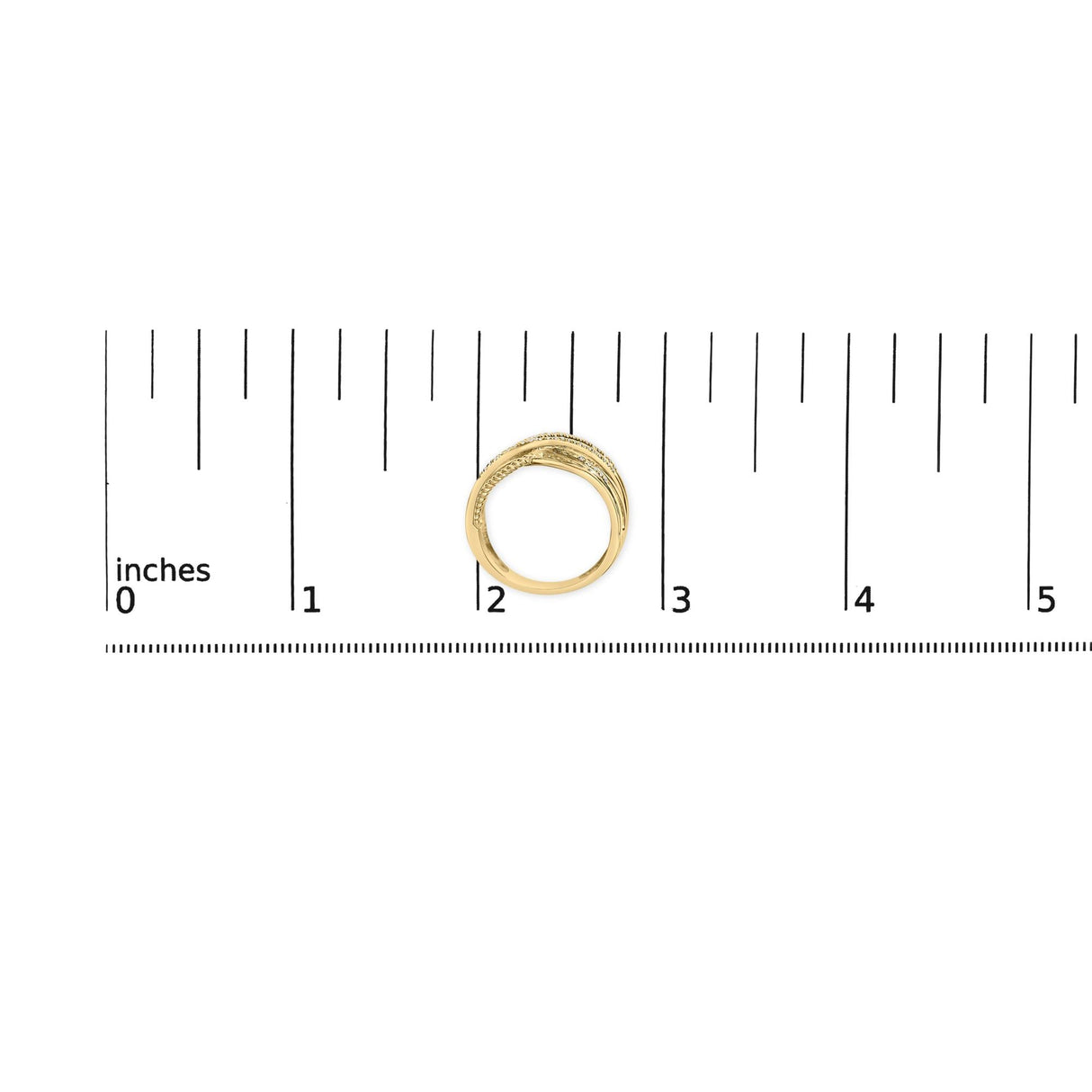 10K Yellow Gold Plated .925 Sterling Silver 1/10 Cttw Diamond Multi Row Crossover Ring Band (I-J Color, I1-I2 Clarity)