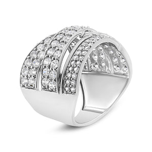 .925 Sterling Silver 2.00 Cttw Round-Cut Diamond Overlapping Bypass Band Ring (I-J Color, I2-I3 Clarity) - Ring Size 7