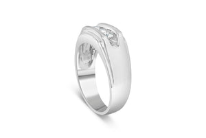 Men's .925 Sterling Silver 1/3 Cttw Diamond Channel Set 3 Stone Ring Band (I-J Color, I3 Clarity) - Ring Size 10