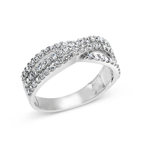 10K White Gold 3/4 Cttw Princess Natural Diamond Split Shank and Weave Band Ring (H-I Color, SI1-SI2 Clarity) - Ring Size 7