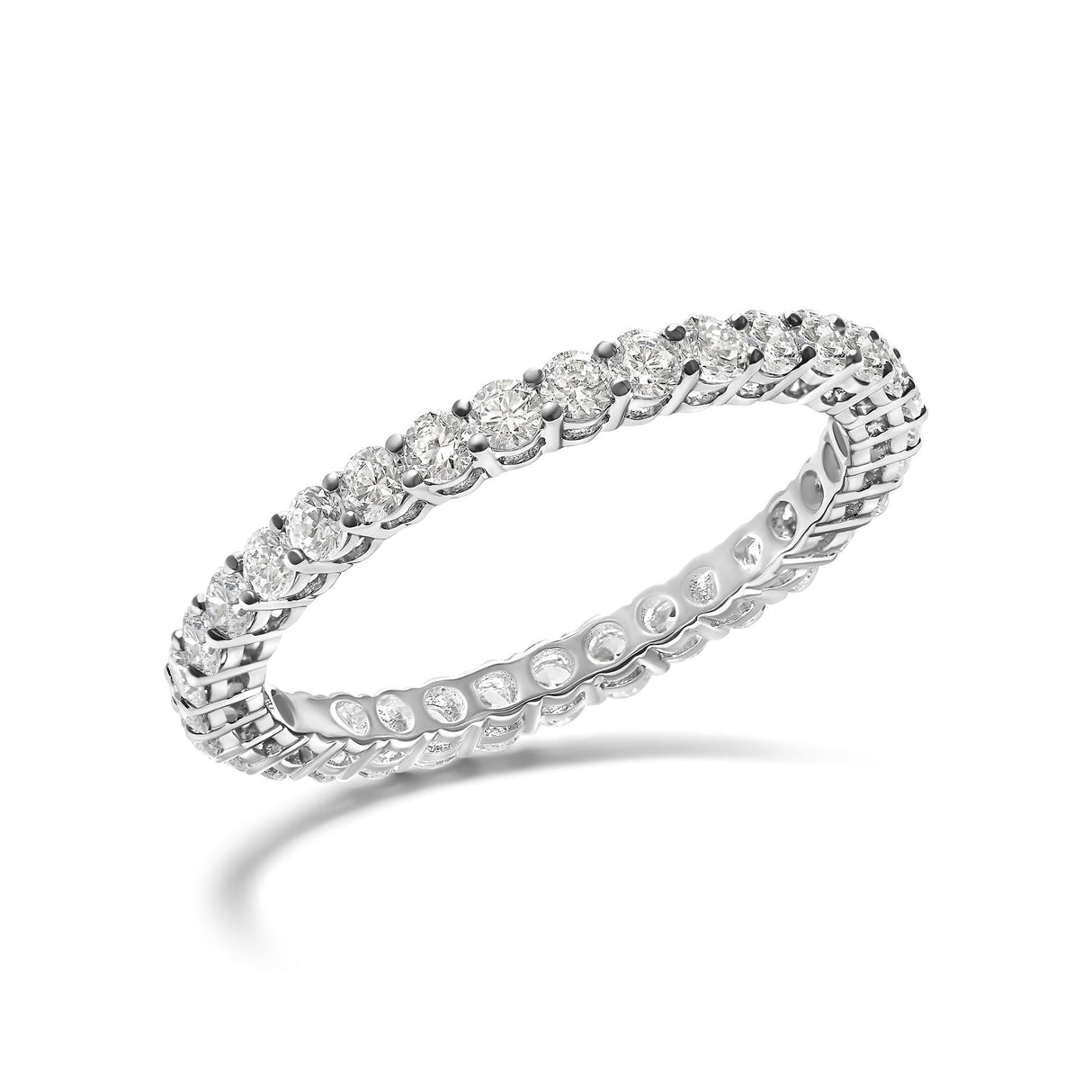 14K White Gold 1.00 Cttw Lab-Grown Diamond Shared Prong Set Eternity Band Ring (F-G Color, VS1-VS2)