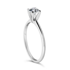 14K White Gold 1/2 Cttw Round Lab Grown Diamond 4 Prong Solitaire Engagement Ring (F-G Color, VS2-SI1 Clarity)