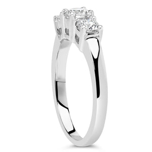 14K White Gold  3/4 Cttw Lab Grown Diamond 3 Stone Ring Band (F-G Color, VS2-SI1 Clarity)