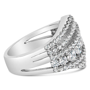 .925 Sterling Silver 2.00 Cttw Lab Grown Diamond Cluster Band Ring