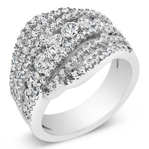 .925 Sterling Silver 2.00 Cttw Lab Grown Diamond Cluster Band Ring