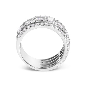 .925 Sterling Silver 2.0 Cttw Lab Grown Diamond Three-Row PavÃ© Band Ring
