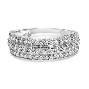 .925 Sterling Silver 1.0 cttw Lab Grown Diamond 3 Row Band Ring (F-G Color, VS1-VS2 Clarity) - Ring Size 7