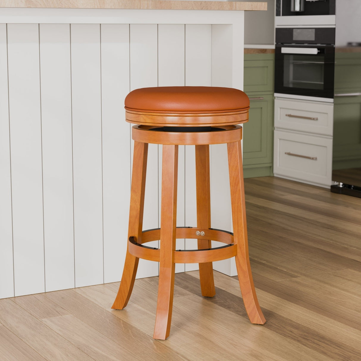 30 Bar Stool, Natural Finish, Saddle Leather Seat - Tuesday Morning - Table & Bar Stools