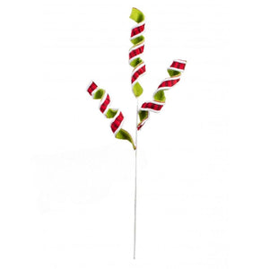 30" Fabric Curly Spray: Red & Green