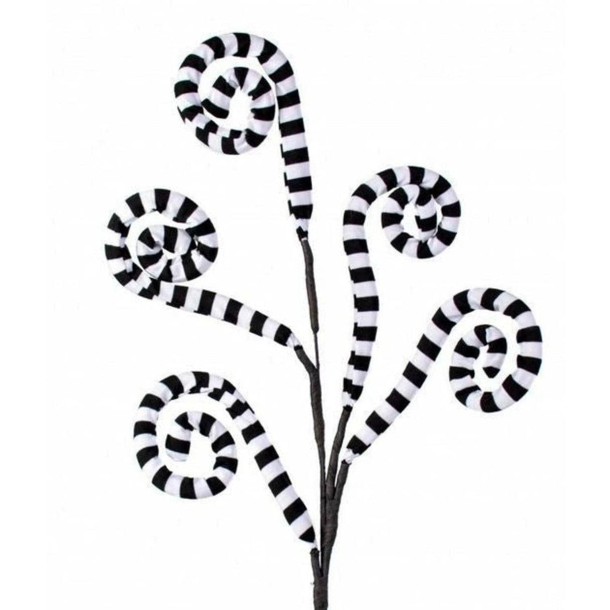 30" Ice Fabric Stripe Spiral Spray: Black & White