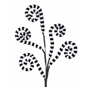 30" Ice Fabric Stripe Spiral Spray: Black & White