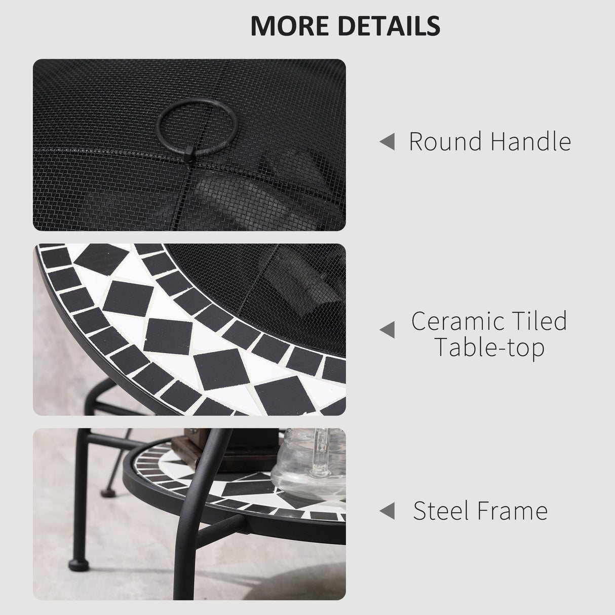 30 Outdoor Fire Pit Dining Table, 3 - in - 1 Round Wood Burning Fire Pit Bowl, Patio Ice Bucket with Storage Shelf, Spark Screen Cover - Tuesday Morning - Fire Pits