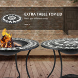 30 Outdoor Fire Pit Dining Table, 3 - in - 1 Round Wood Burning Fire Pit Bowl, Patio Ice Bucket with Storage Shelf, Spark Screen Cover - Tuesday Morning - Fire Pits