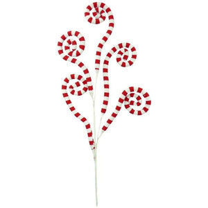 30" Peppermint Fabric Spiral Spray: Red & White