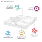 300 thread count cotton sateen waterproof mattress pad - queen - Tuesday Morning - Mattress Pads